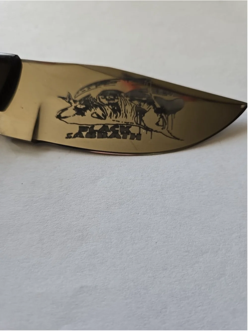 Custom Handmade Fixed Blade Knife W/ BLACK SABBATH Etched In Blade 8